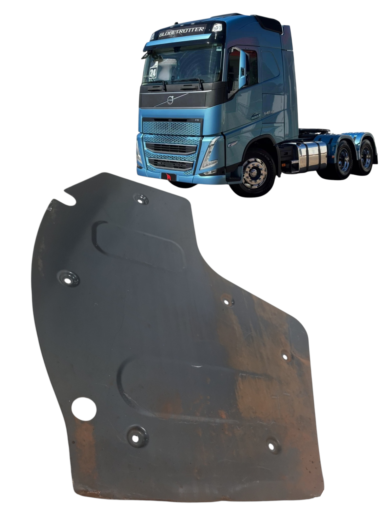 Defletor de calor do tanque Arla Volvo FH540 2024 detalhe
