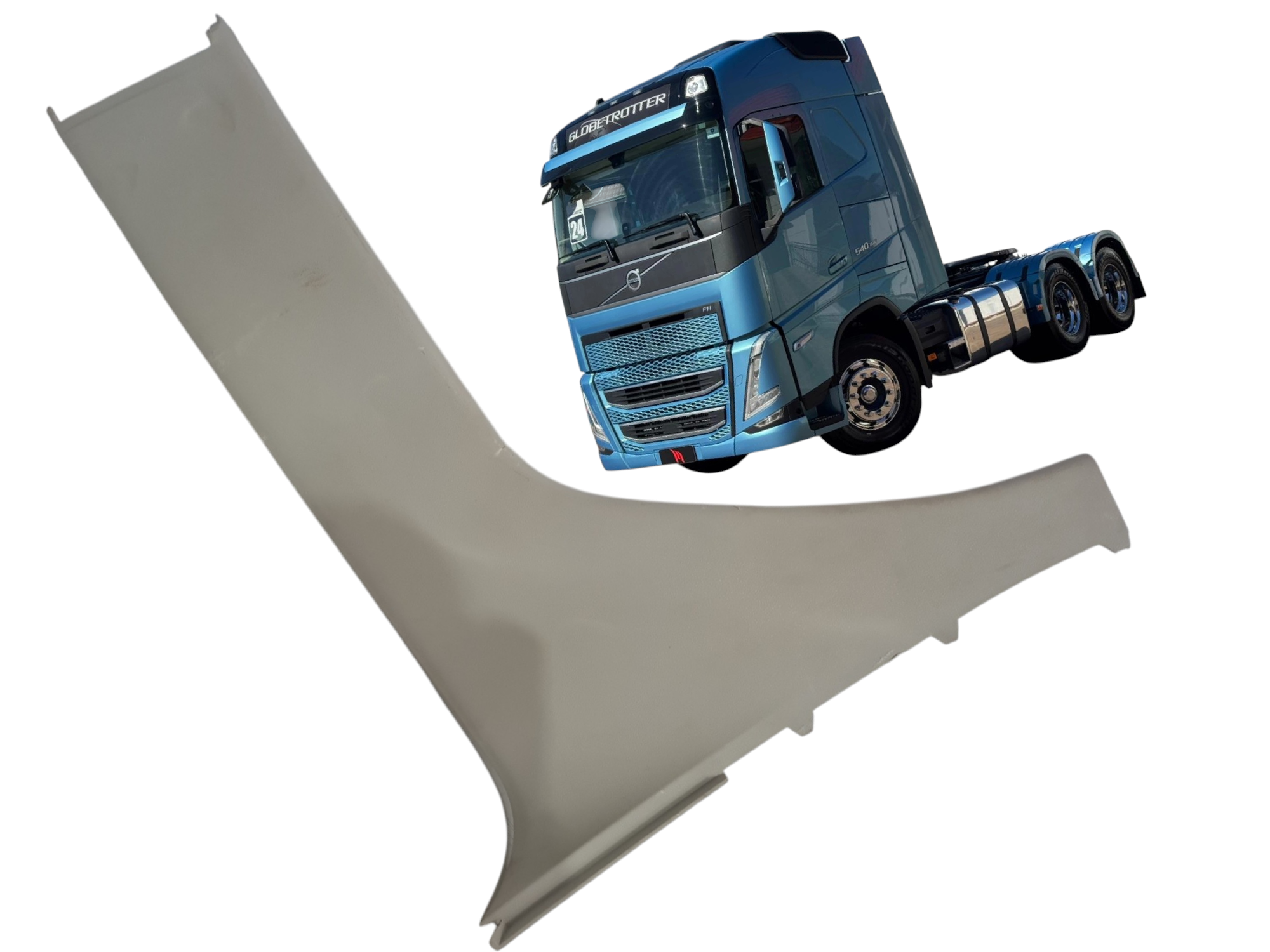 Acabamento coluna parabrisa LD esq Volvo FH540 2024 detalhe