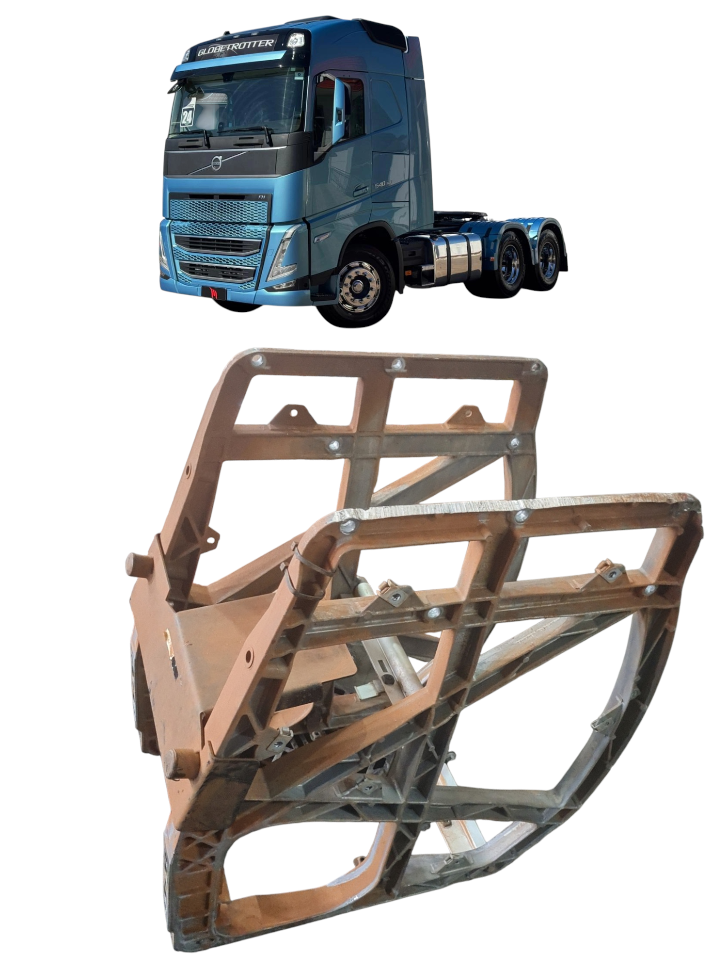 Suporte fixaçao tanque Arla 32 VolvoFH 540 2024 com detalhe