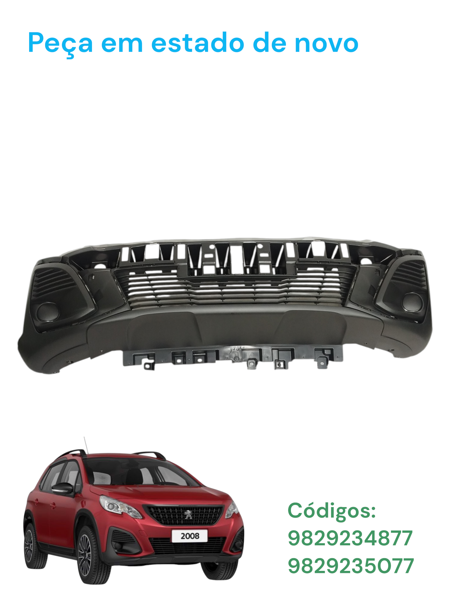 Parachoque Dianteiro Inferior Peugeot 2008 2020 A 2023 Preto 1