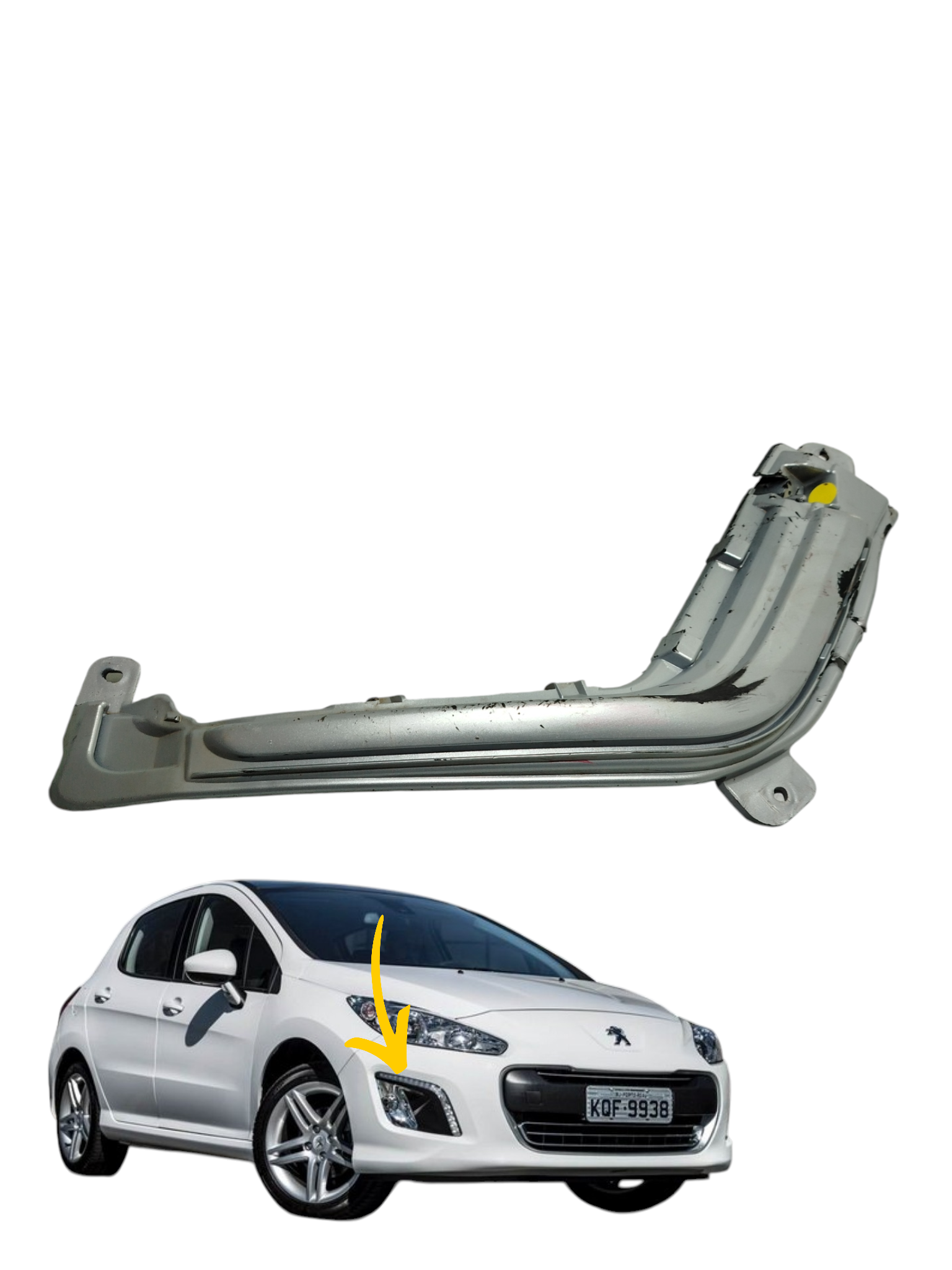 Moldura Farol Milha Esquerda Peugeot 308 2014 9676268977 Cinza Esquerdo 9