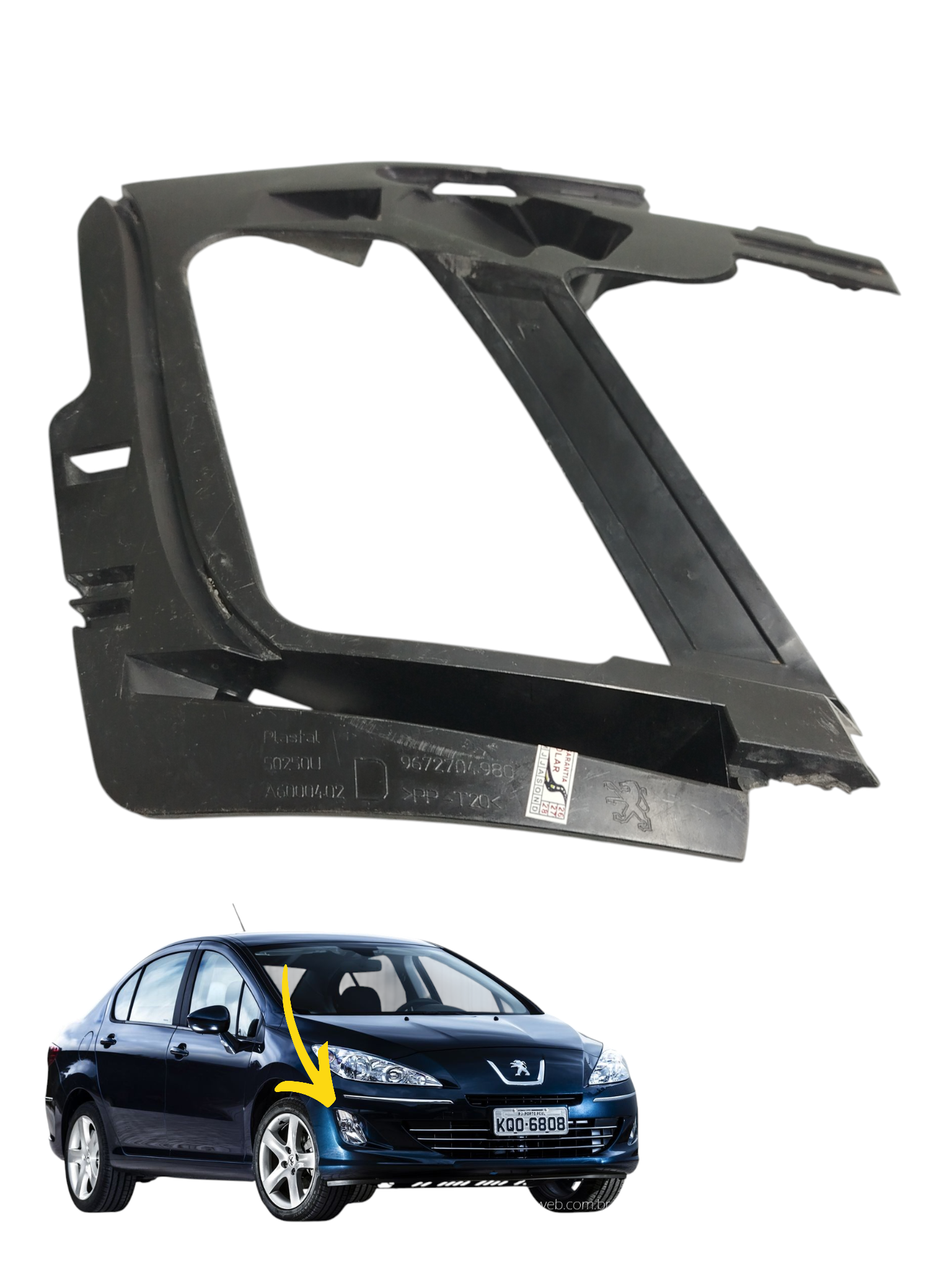 Suporte Farol Milha Direito Peugeot 408 2014 9672704980 Preto Direito 10
