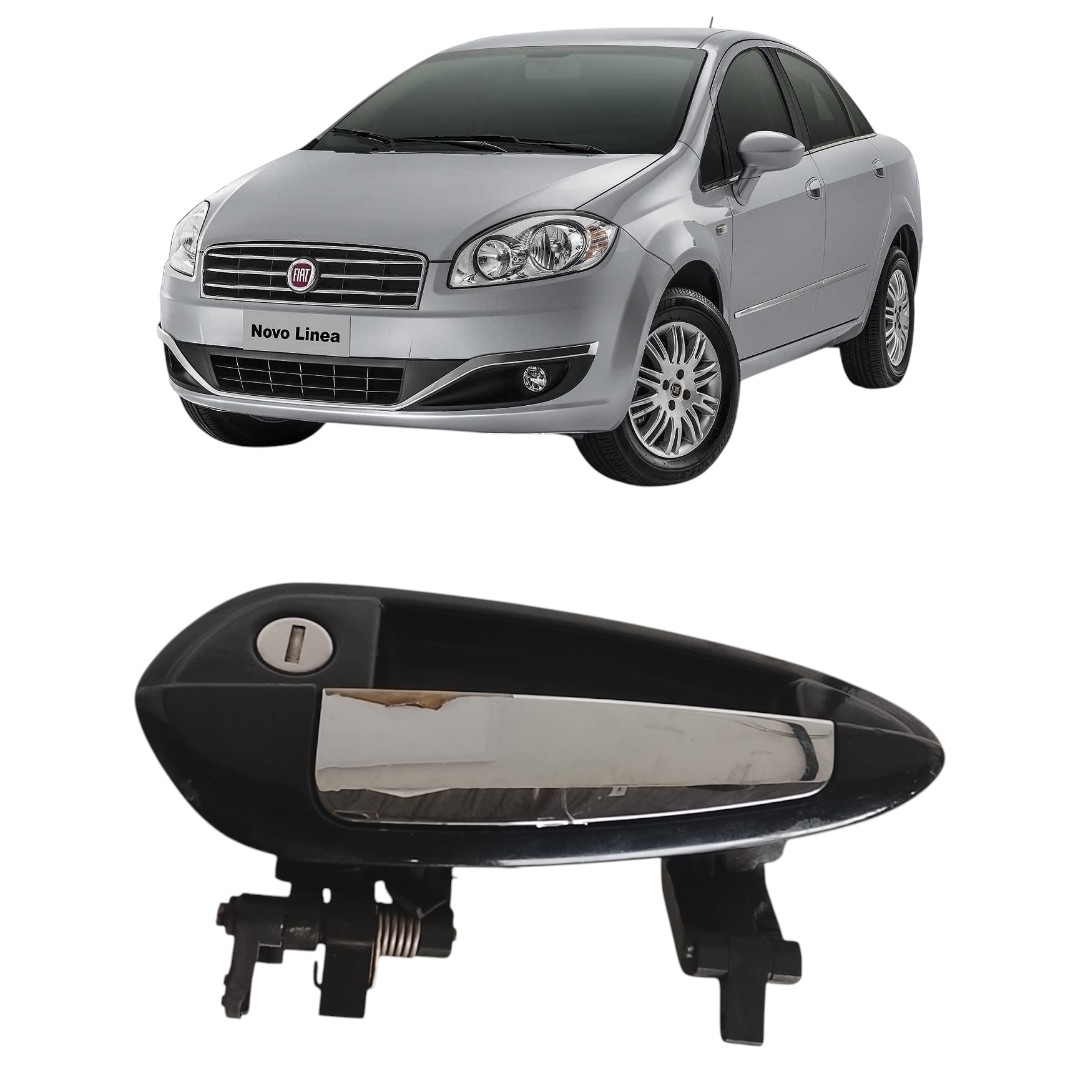 Maçaneta Externa Dianteira Esquerda Fiat Linea 2008 2014 Cromado Dianteira